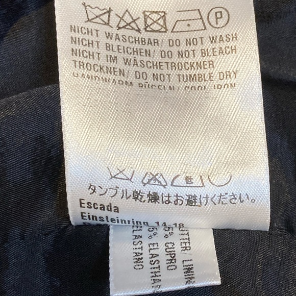 Vintage Escada Blk Wool Crepe Ruched Zipper Front Pencil Skirt - Sz 4 - Picture 7 of 7